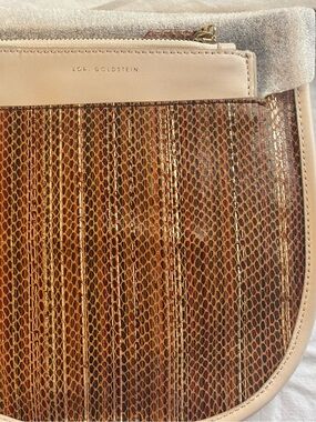 LOGO by Lori Goldstein, genuine leather, wristlet, Warm Mocha
